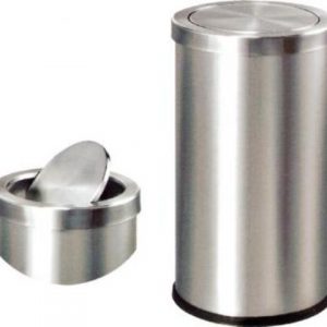 Thùng rác inox nắp lật tròn Ø25xH60cm