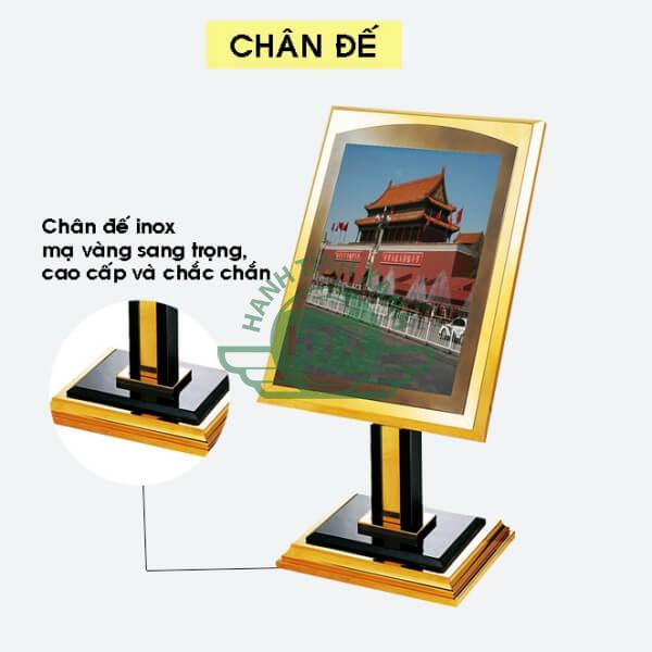 Chân đế bảng chào làm bằng inox mạ vàng cao cấp