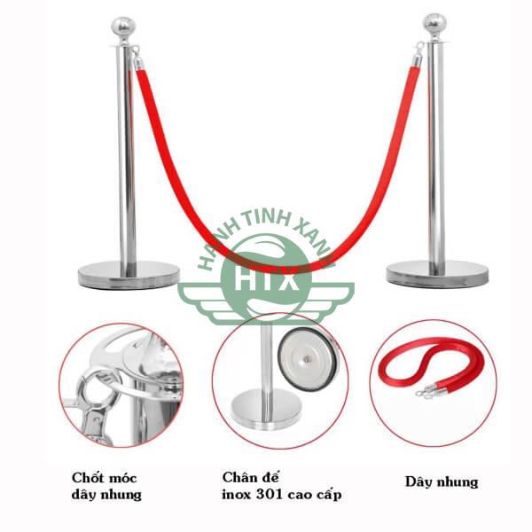 Thiết kế cột chắn inox dây nhung tinh xảo, sang trọng