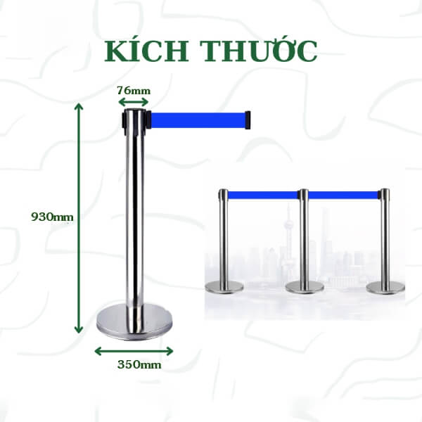 Cột chắn inox trắng dây xanh