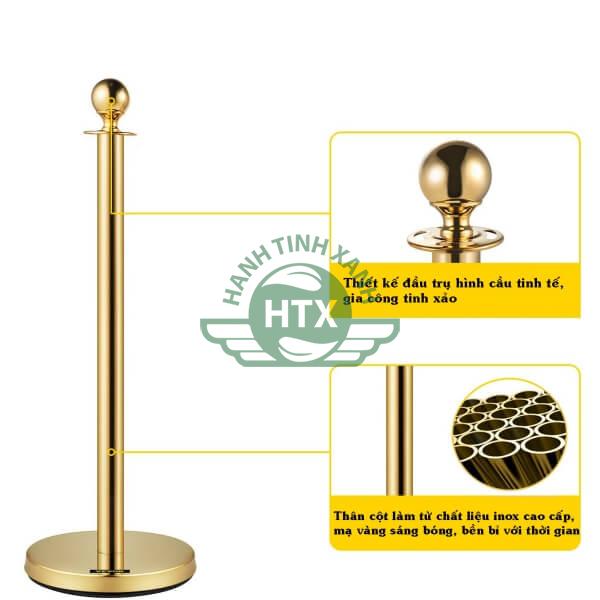 Thiết kế cao cấp và sang trọng của cột trụ inox mạ vàng