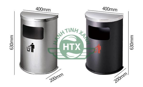 Thùng rác inox bán nguyệt màu trắng