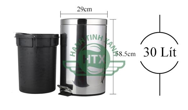 Thùng rác inox đạp chân 30L