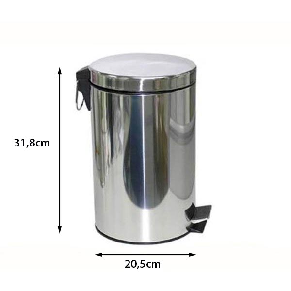 Kích thước thùng rác inox đạp chân 8L