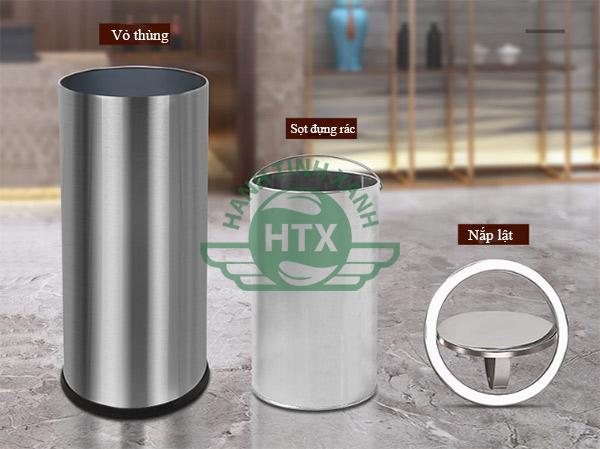 Thùng rác inox tròn nắp bập bênh