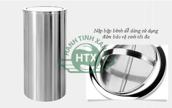 Thùng rác inox tròn nắp lật