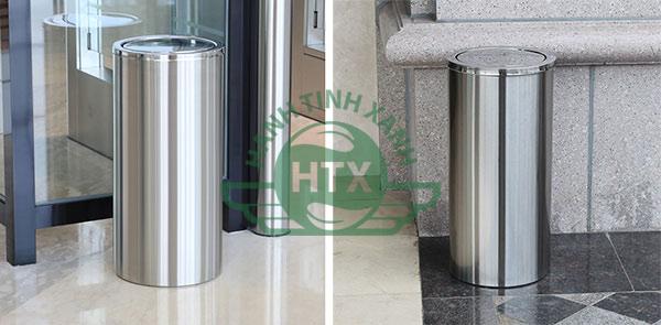 Thùng rác inox tròn nắp lật