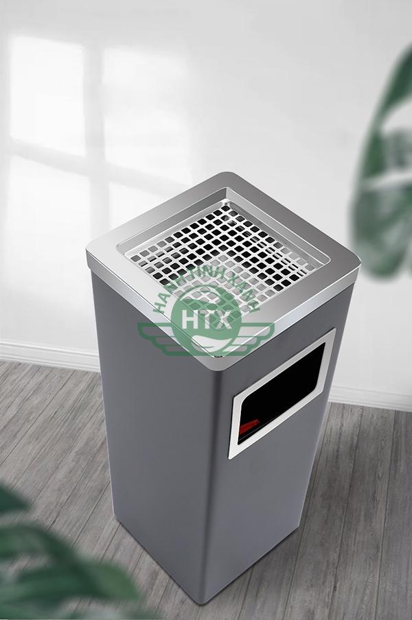 Thùng rác inox vuông có gạt tàn