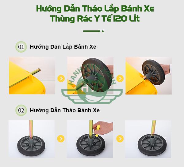 Thùng rác nhựa y tế 120l màu vàng