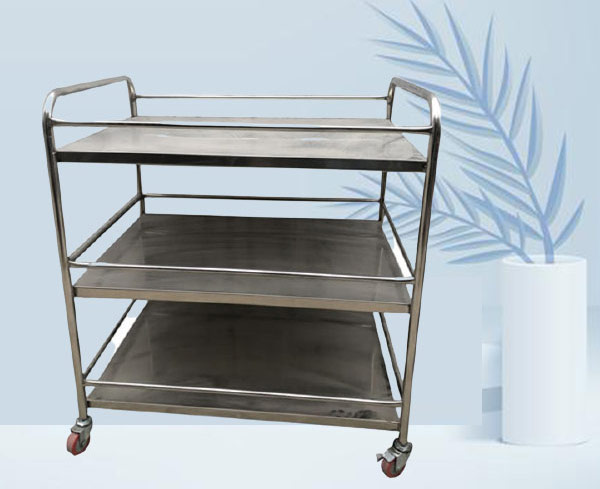 Mẫu xe đẩy inox 3 tầng chuyên dùng để vận chuyển thức ăn