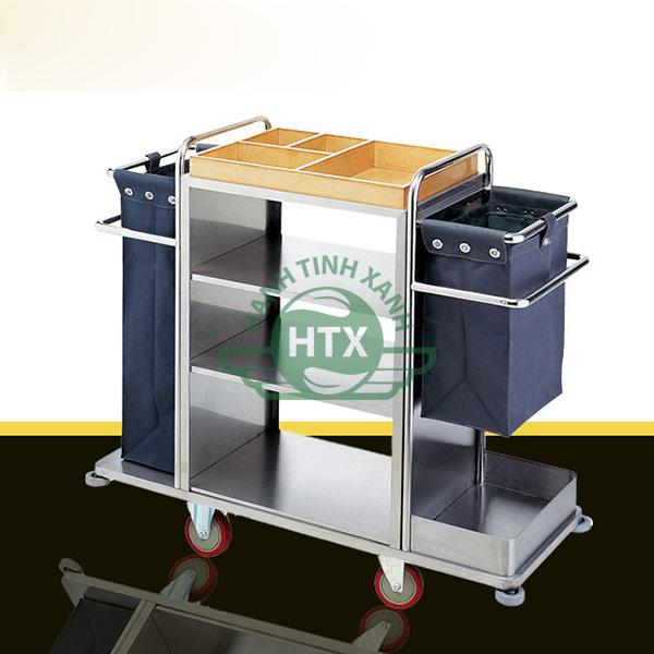 Xe đẩy dọn buồng phòng khách sạn chất liệu Inox