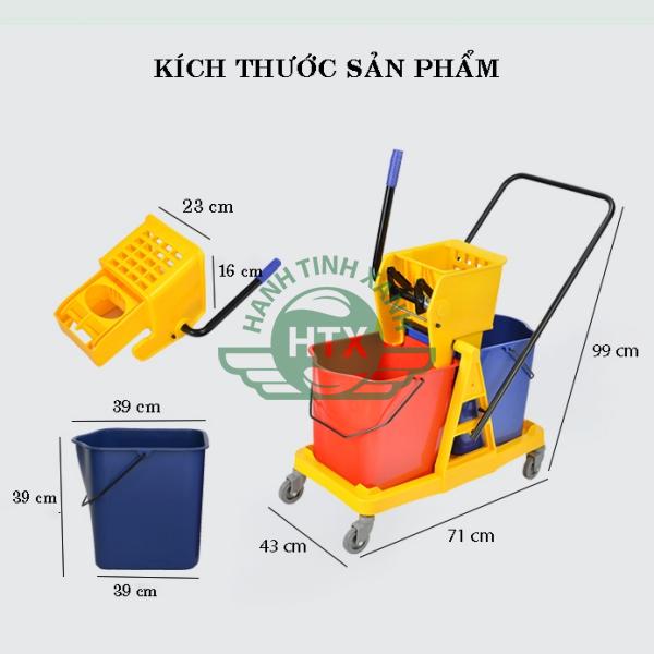 Chi tiết kích thước xe vắt nước đôi dung tích 34 lít