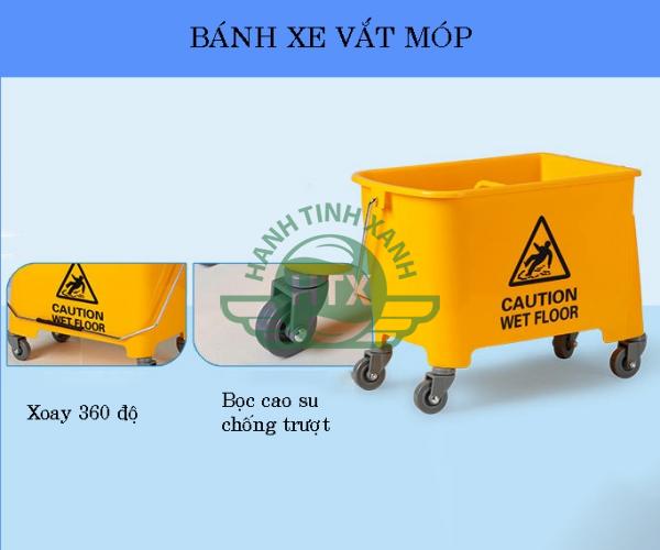 Bánh xe vắt móp xoay 360 độ, di chuyển dễ dàng