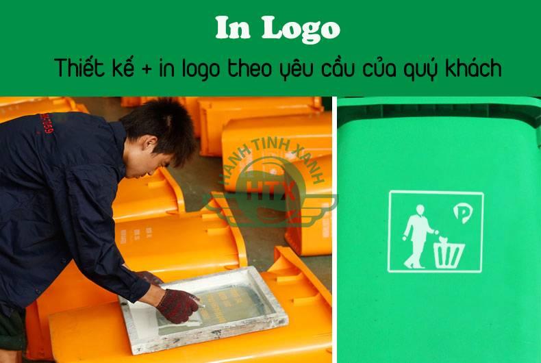 In logo lên thùng rác nhựa 240 lít theo yêu cầu của khách hàng