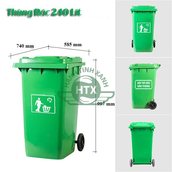 Kích thước thùng rác nhựa 240 lít