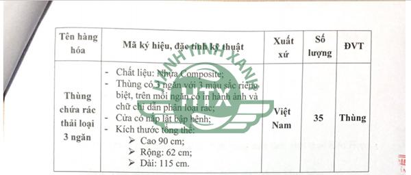 Một phần số lượng thùng rác trong hợp đồng 