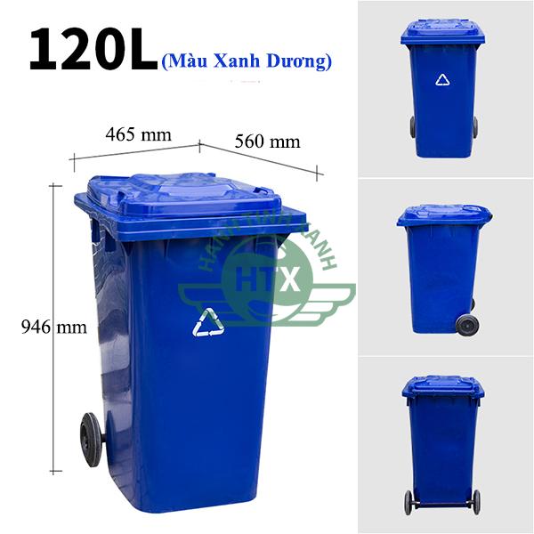 Thùng rác nhựa 120L màu xanh da trời