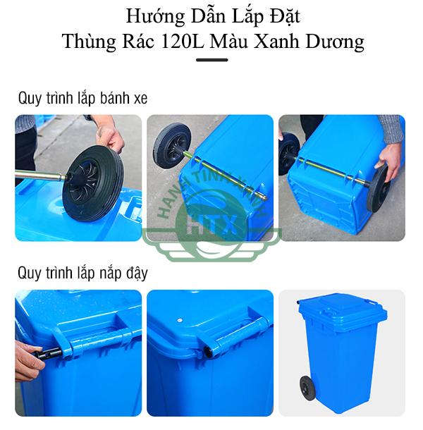 Thùng rác nhựa 120L màu xanh da trời