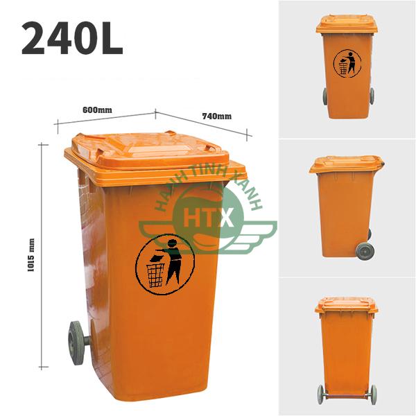 Thùng rác nhựa 240L màu cam