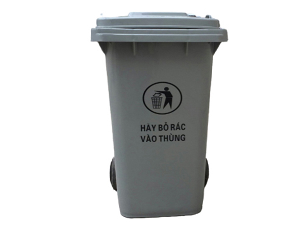 Thùng rác màu ghi với dung tích 100 lít bền bỉ