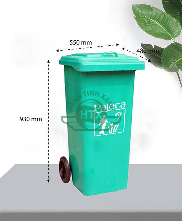 Thùng rác nhựa composite 120L xanh lá