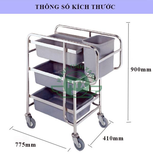 Kích thước xe thu dọn thức ăn dùng trong nhà hàng