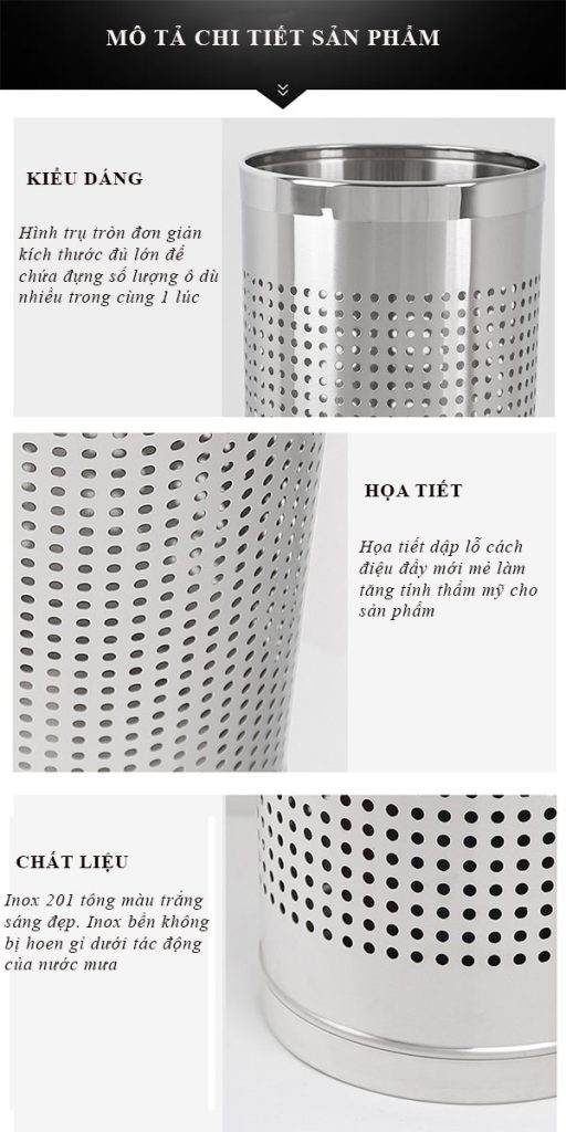 Thùng đựng dù inox - sọt inox đựng dù đẹp, bền giá rẻ