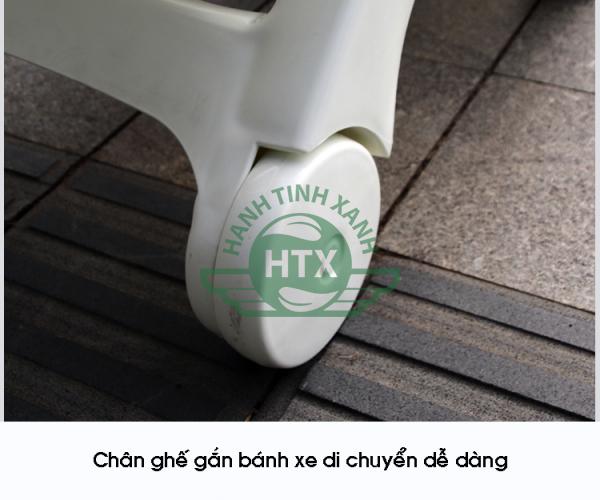 Chân ghế gắn bánh xe giúp di chuyển tiện lợi