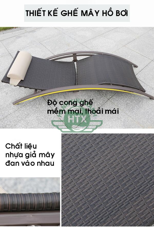 Ghế hồ bơi nhựa giả mây thiết kế cao cấp, bền đẹp