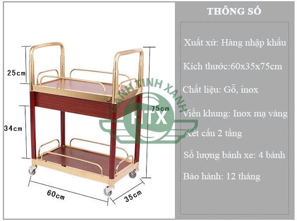 Kích thước của xe phục vụ rượu