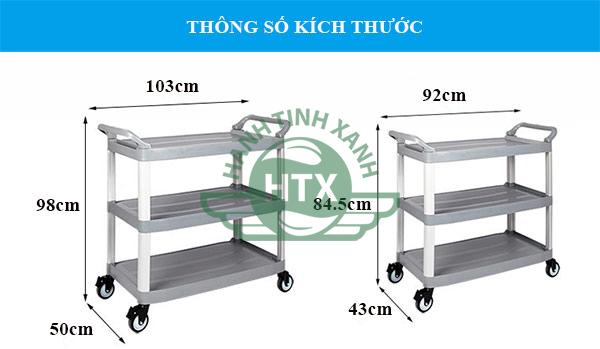 Tham khảo kích thước xe đẩy nhựa kết cấu 3 tầng