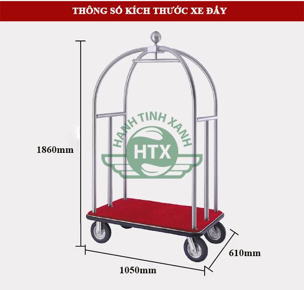 Chi tiết kích thước xe vận chuyển hành lý khách sạn