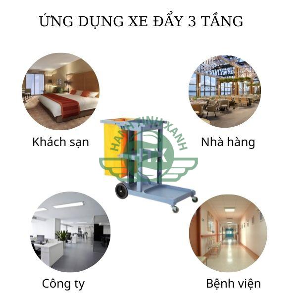 Một số địa điểm thường sử dụng xe dọn vệ sinh 3 tầng