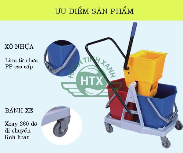 Xe vắt nước lau nhà được làm từ chất liệu nhựa cao cấp, bền đẹp