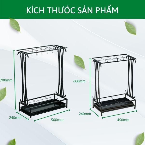 Chi tiết kích thước kệ để ô dù thép phun sơn