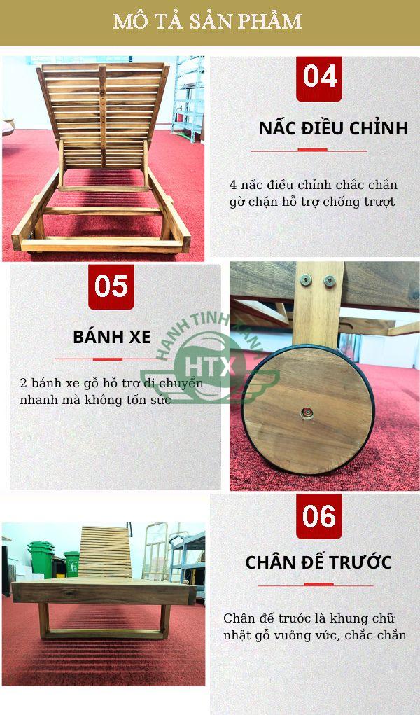 Mô tả chi tiết mẫu ghế gỗ bể bơi