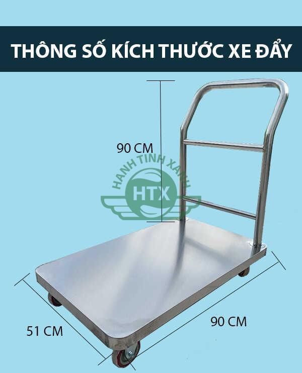 Mô tả kích thước sản phẩm xe đẩy hàng cao cấp inox 