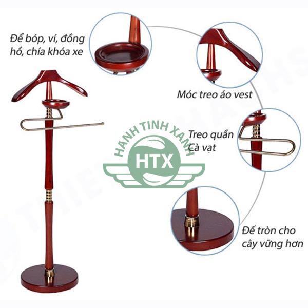 Mô tả chi tiết giá cây treo áo vest bằng gỗ