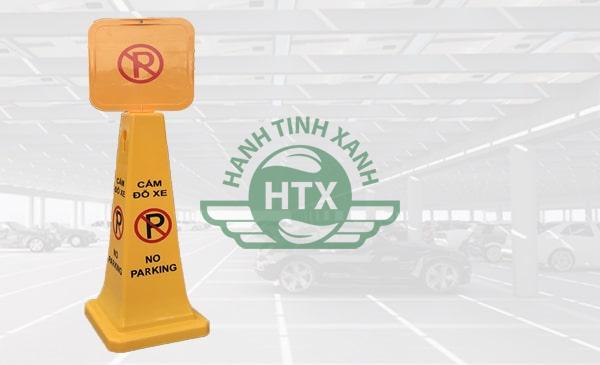 Cọc tiêu biển báo cấm đỗ xe hình trụ sử dụng trong bãi đỗ xe