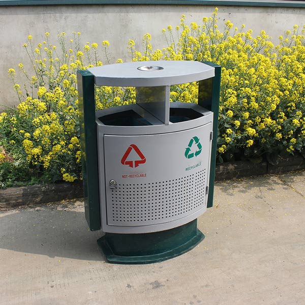 Mẫu thùng rác thép 2 ngăn đế cao cần thanh lý