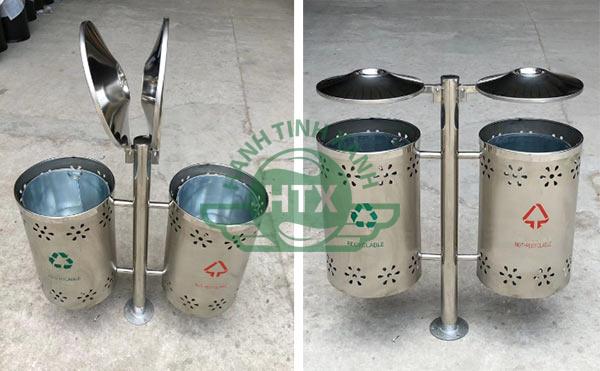 Hình ảnh thùng rác inox ngoài trời tại kho hàng