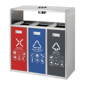 Thùng rác inox 3 ngăn có gạt tàn