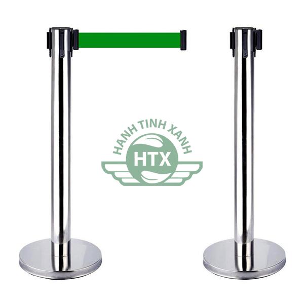 Cột chắn Inox trắng dây xanh lá cây 2m