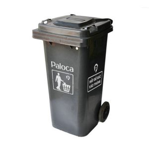 Thùng rác nhựa HDPE 120L màu ghi đen