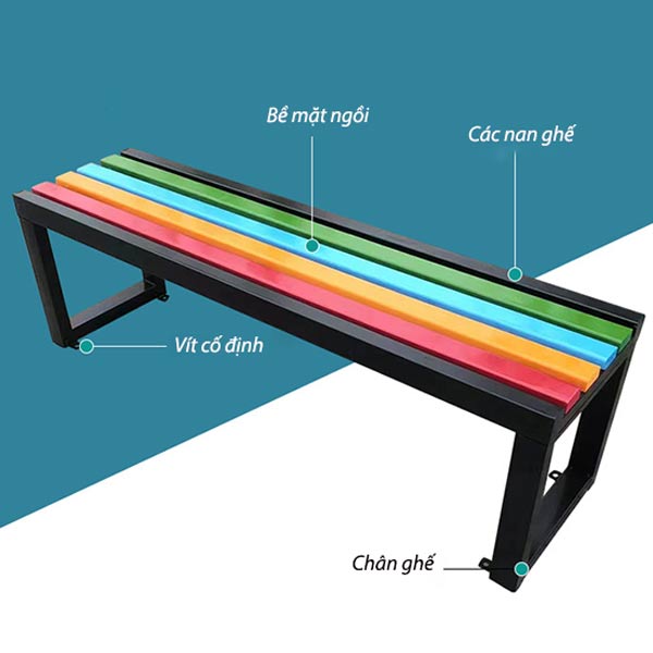 Các bộ phận cấu thành ghế không tựa lưng công viên