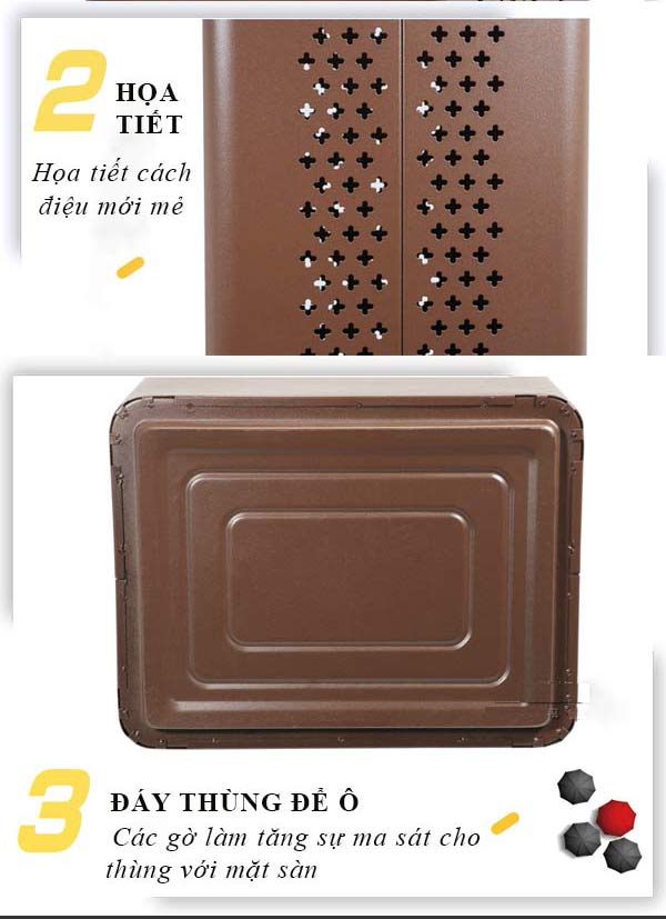 Đặc điểm thiết kế của mẫu thùng để ô dù tông màu nâu