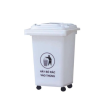 Thùng rác 60L màu trắng nhựa HDPE