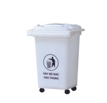 Thùng rác 60L màu trắng nhựa HDPE