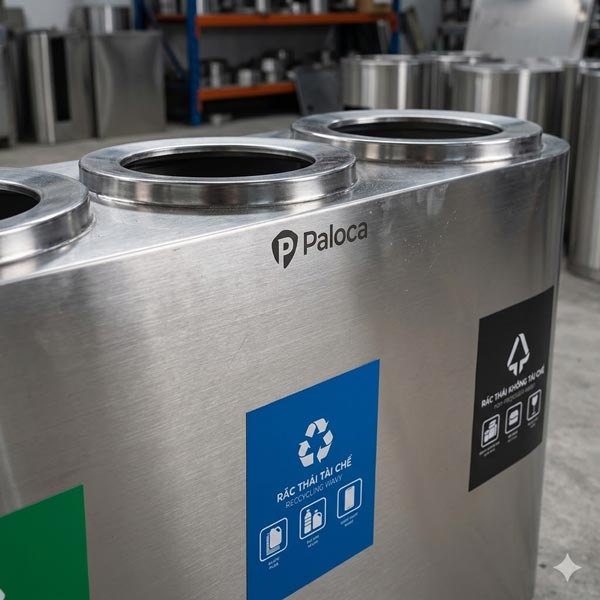 Chất liệu inox sáng bóng, bền bỉ, chống gỉ sét tốt phù hợp sử dụng ngoài trời