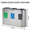 thùng rác inox 3 ngăn phân loại